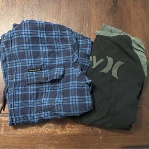 Lot of 2 Men's Hooded Long Sleeve Shirts Size Large Calvin Klein Hurley